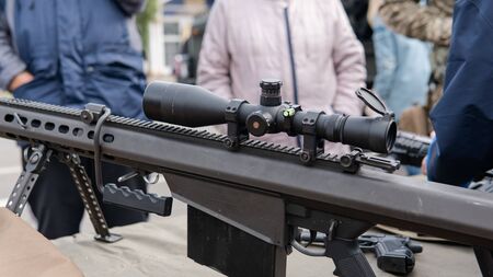 Kyiv, Ukraine - 6 october 2019 : Exhibition of modern military weapons for the Ukrainian military.