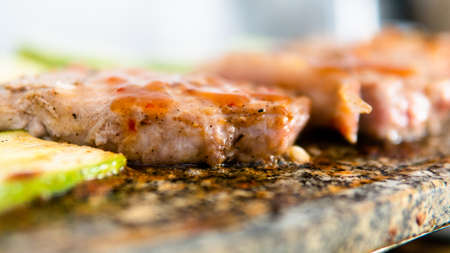 grilling meat on a stone, author's recipes for marinade and grilling meat