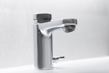 Mixer cold hot water. Modern faucet bathroomの写真素材