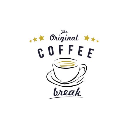 Coffee Shop Logo Design Element in Vintage Style for Logotype, Label, Badge and other design. Cup retro vector illustration.のイラスト素材