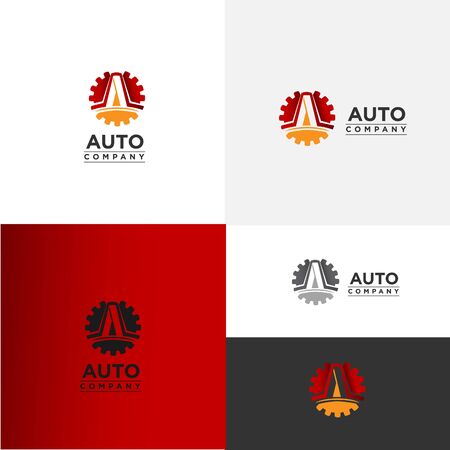 abstract symbol Gear Logo Letter A. auto company template logo design.のイラスト素材