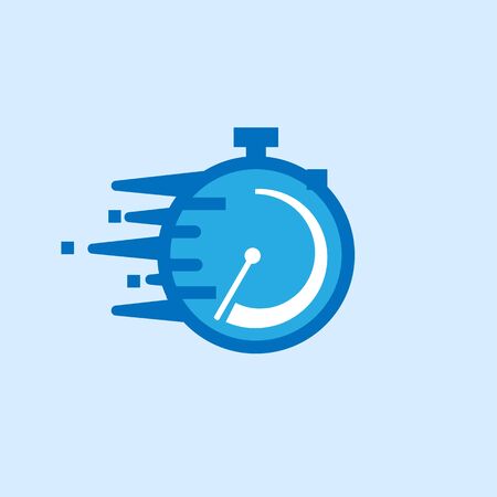 timer icon, isolated, white on the blue background. Exclusive Symbolsのイラスト素材