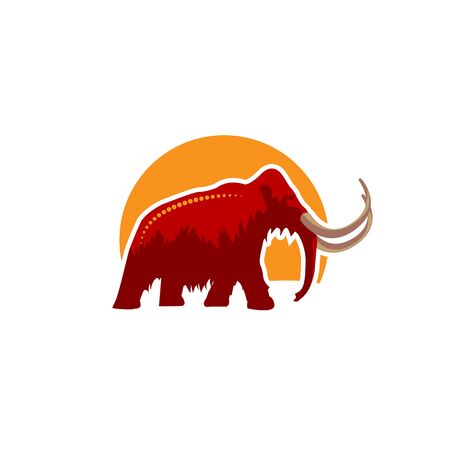 mammoth vector illustration logo element, mascot or avatar icon- abstract designのイラスト素材