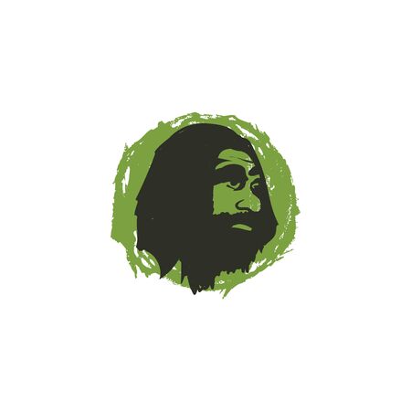 vector logo caveman head, ancient human illustration for vintage logoのイラスト素材