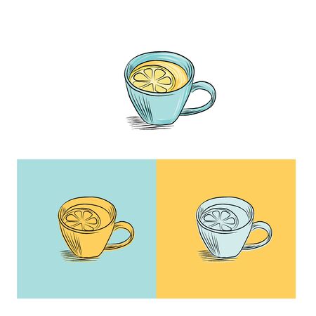 Cafe design. Cup lemon tea. Vector illustrationのイラスト素材