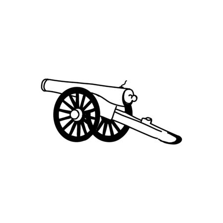 Vector ancient cannon, vintage ink engraving illustration arm weapon hand drawn doodle sketchのイラスト素材