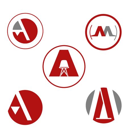 Set of letter logo design template elements collection of vector letter A logoのイラスト素材