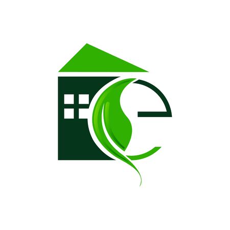 Eco house symbol with color blue and green. Nature symbol for element design. Vector illustration EPS.8 EPS.10のイラスト素材