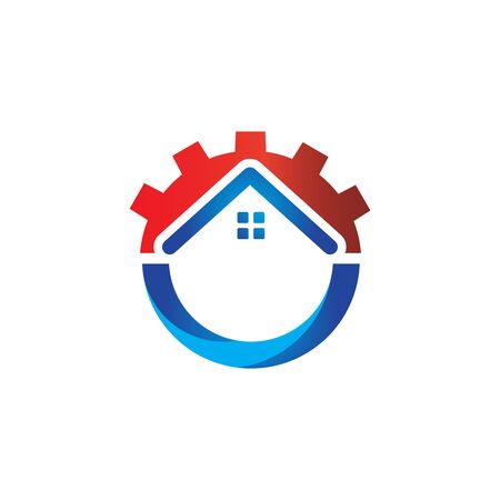 great home improvement logo design vector with house roof icon and up arrow symbolのイラスト素材