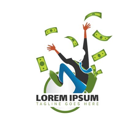 happy businessman with tie icon symbol a logo for jobseekers companyのイラスト素材