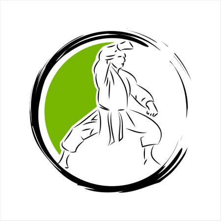 custom martial arts logo design vector illustration for karate, judo, taekwondo etcのイラスト素材