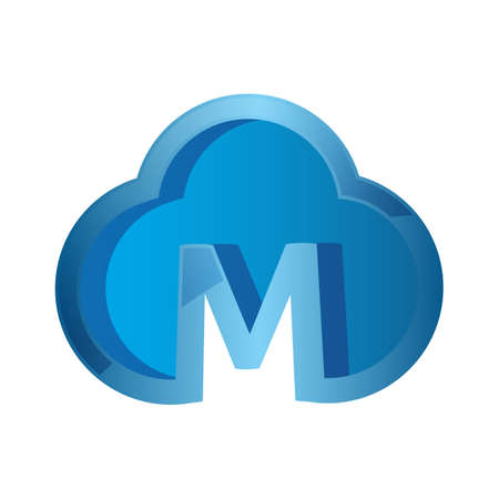 great custom logo M with cloud blue logo vector design icons elementsのイラスト素材