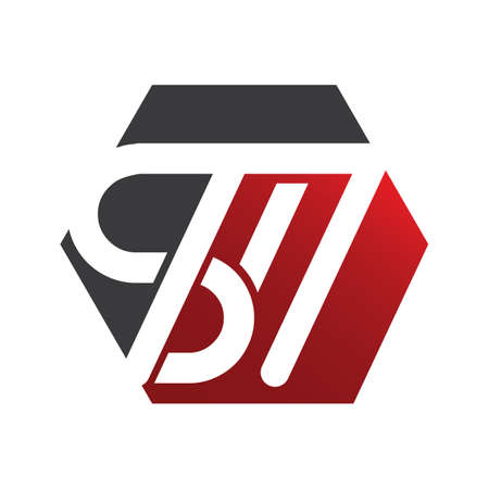 great black red SM Letter logo design vector graphic concept illustrationsのイラスト素材