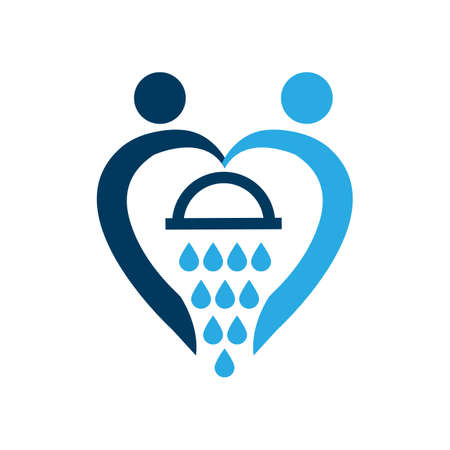 new bathed in love  combination of heart with shower vector creative icon design illustrationのイラスト素材