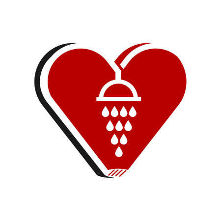 new bathed in love  combination of heart with shower vector creative icon design illustrationのイラスト素材