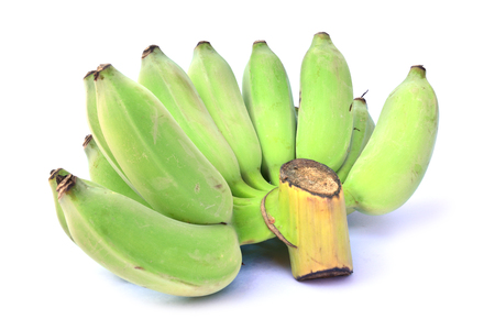 Fresh green banana isolated on white backgroundの写真素材