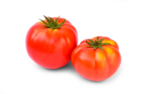 Fresh red tomato isolated on white backgroundの写真素材