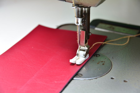 sewing process in the phase of over stitchingの写真素材