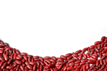 fresh red beans with copy space isolate on white background.の写真素材