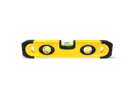 Yellow building level, balance ruler, isolated on a white background.
