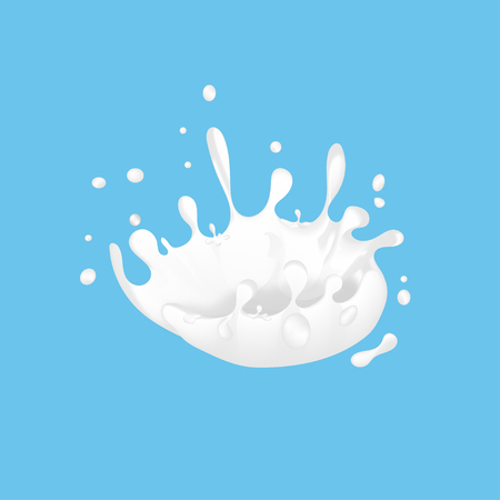 Vector of milk splash. Splash of milk on blue background.のイラスト素材