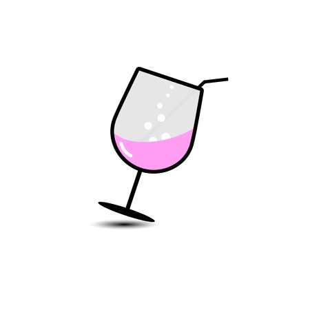 vector of wineglass with red wine icon isolated on white background.のイラスト素材
