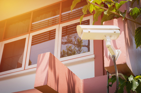 Closed Circuit Television camera. Closed circuit television recording from front of house.の写真素材