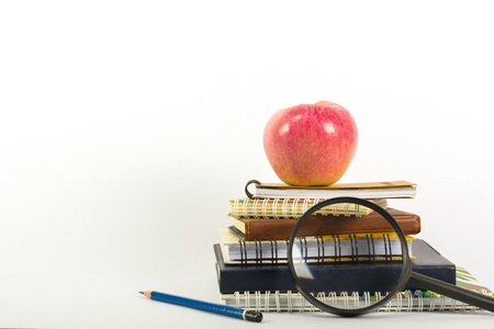 The school supplies isolated on white background with copy space for insert text.の写真素材
