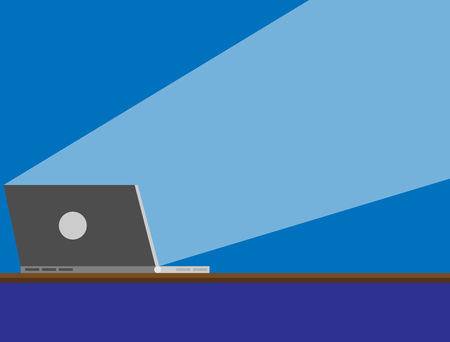 A laptop with copy space for insert your text in trendy flat style isolated on blue background for technology concept. Vector illustration.のイラスト素材