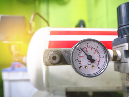 Close Up of air compressors pressure measurement pumps.の写真素材