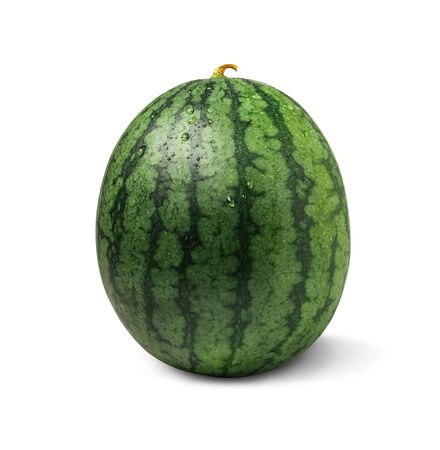 A fresh watermelon with clipping path isolated on a white background.の写真素材