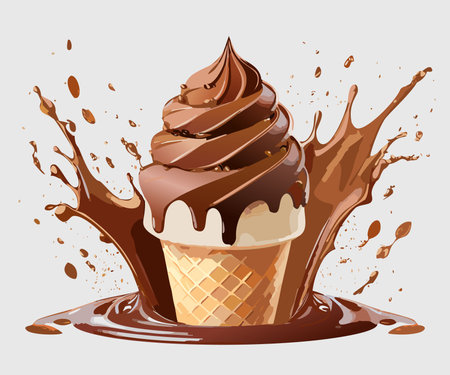 Chocolate ice cream with splashes of chocolate.のイラスト素材