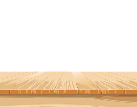 Empty wooden tabletop over white background with copy spaceのイラスト素材