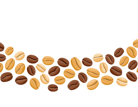 A spread coffee beans isolated on white background and copy spaceのイラスト素材