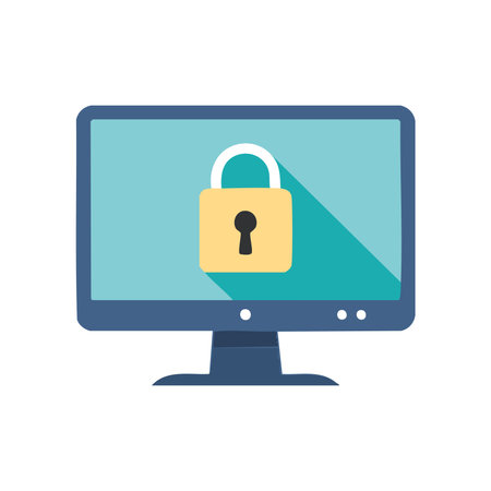 Insecurity on monitor in trendy flat style isolated on white background. Vector illustration.のイラスト素材