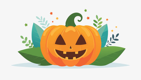 Smiling jack o lantern into a sticky orange puddle, perfect for Halloween mischief.のイラスト素材