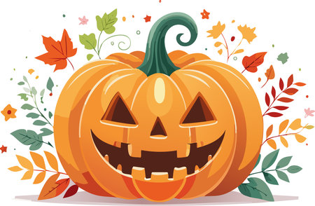 Halloween pumpkin with a spooky smile and gooey drips, symbolizing the end of fall fun.のイラスト素材