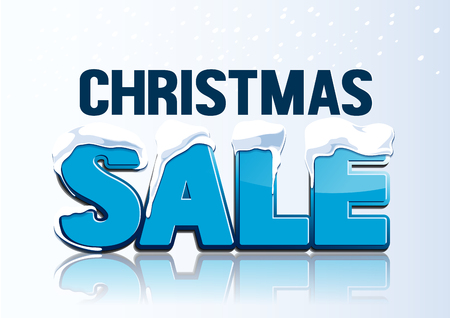 christmas sale snowy on white background,vector discount illustration .のイラスト素材
