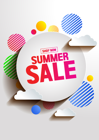 Summer Sale Poster, Vector illustration, you can place relevant content on the area.のイラスト素材