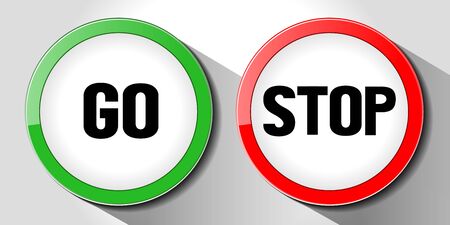 stop sign and go sign isolated on white background, icon, vector illustration.のイラスト素材