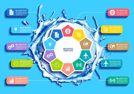 infographics business chart design template. You can place relevant content in the area, vector illustration.のイラスト素材