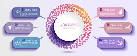 infographics business chart design template. You can place relevant content in the area, vector illustration.のイラスト素材