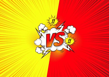 Versus VS, fight background comic,  speech bubbles , doodle art, Vector illustration, you can place relevant content on the area.のイラスト素材