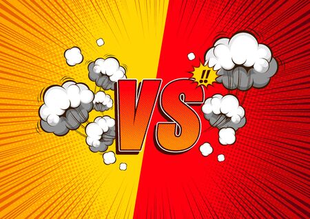 Versus VS, fight background comic,  speech bubbles , doodle art, Vector illustration, you can place relevant content on the area.のイラスト素材