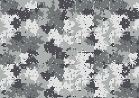 abstract square 8 bit art camouflage military pattern, skin texture Gray color, fashion fabric printing vector illustration.のイラスト素材