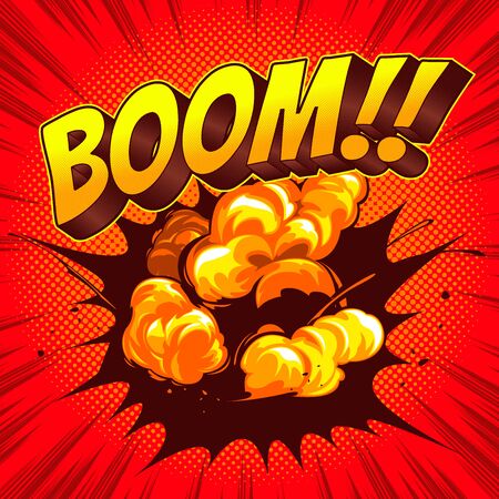 Boom Comic speech template colorful background, line and bubble, halftone screen and pop art Vector illustration file.のイラスト素材