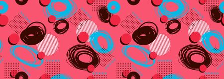 Abstract geometric seamless pattern hipster fashion, Bright fresh color, Dots and lines and circles...