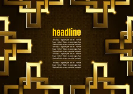 Square Shape Background, Modern Luxury Gold brown.のイラスト素材