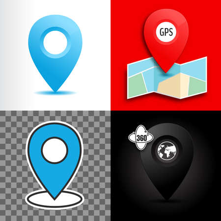 location sign, isolated minimal flat design style,Black and white and colorful patterns.のイラスト素材