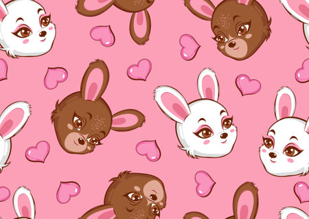 Rabbit Cute seamless pattern, Bunny character design.のイラスト素材